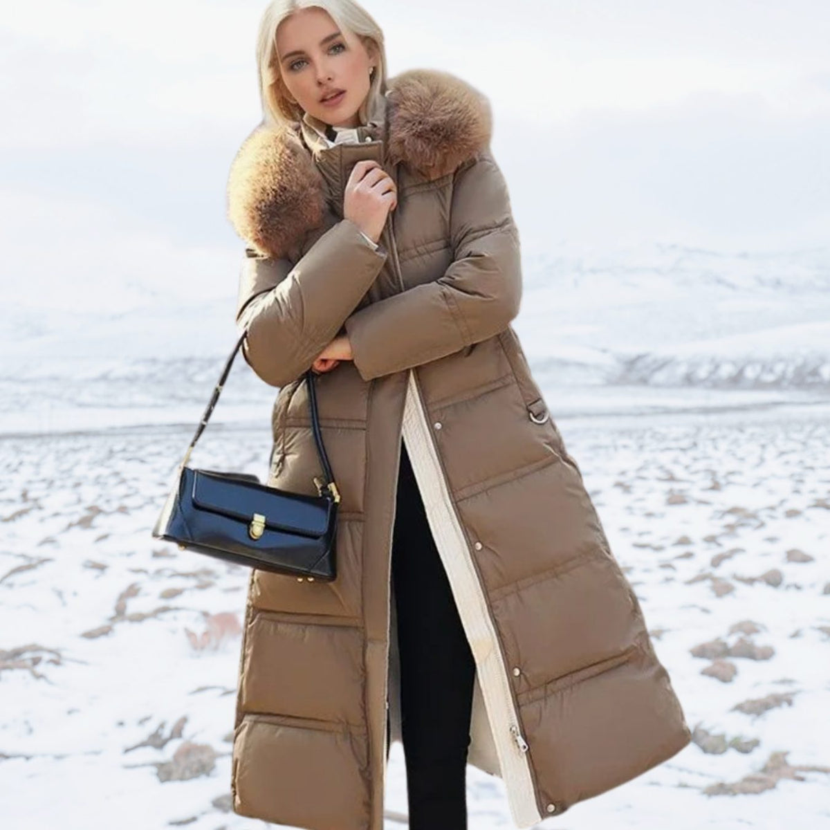 Amelia | Women's Luxury Designer Fur-Hood Long Puffer Winter Parka
