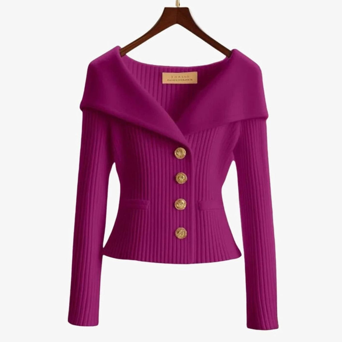 Luna | Women's Off-Shoulder Button-Up Ribbed Cardigan Sweater