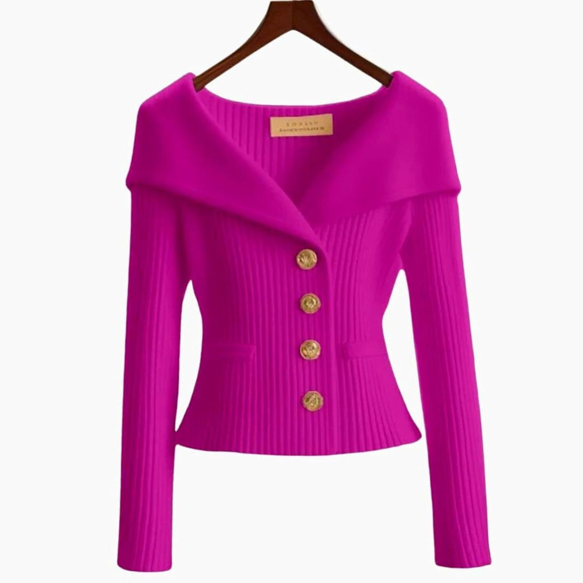 Luna | Women's Off-Shoulder Button-Up Ribbed Cardigan Sweater