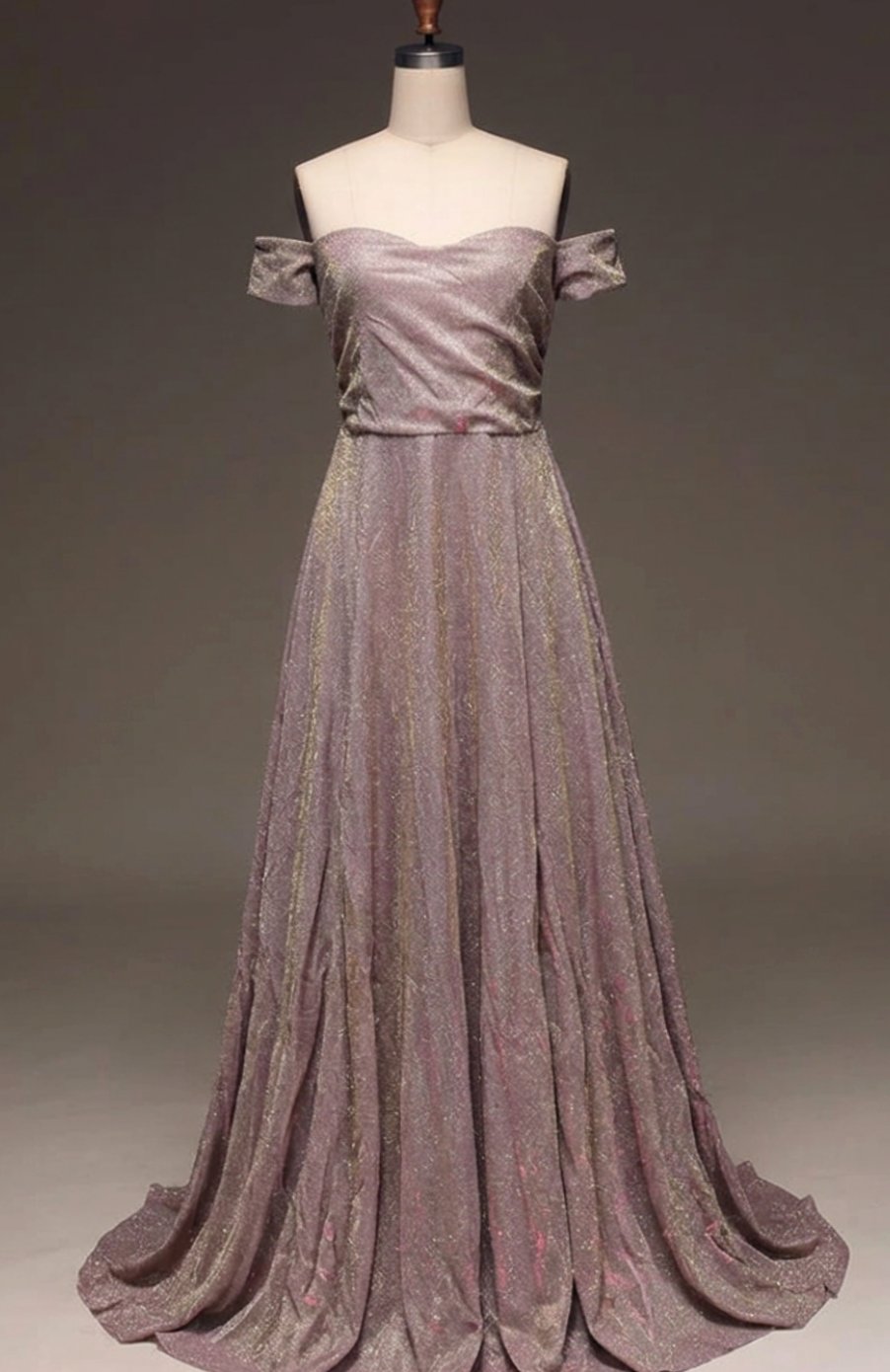 Olivia | Women's Off-Shoulder Glitter Sequin Dress A-Line Wedding Guest Gown