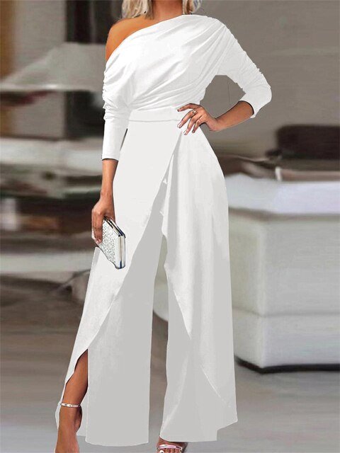 Olivia | Women's Off-Shoulder Long-Sleeve Wide-Leg Jumpsuit