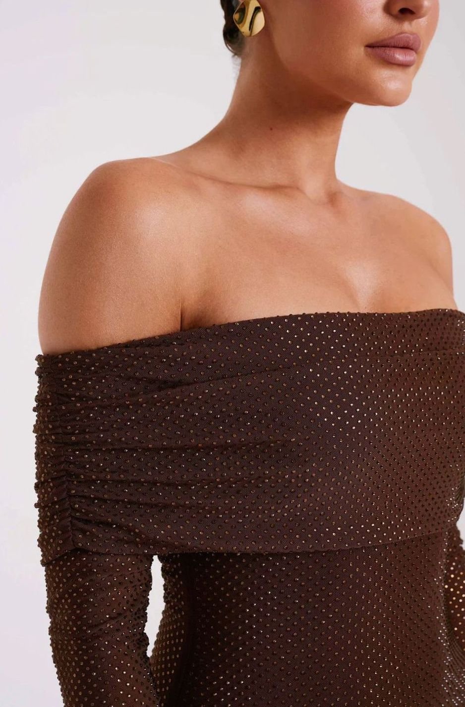 Mia | Women's Off-Shoulder Sequin Maxi Dress Long Sleeves