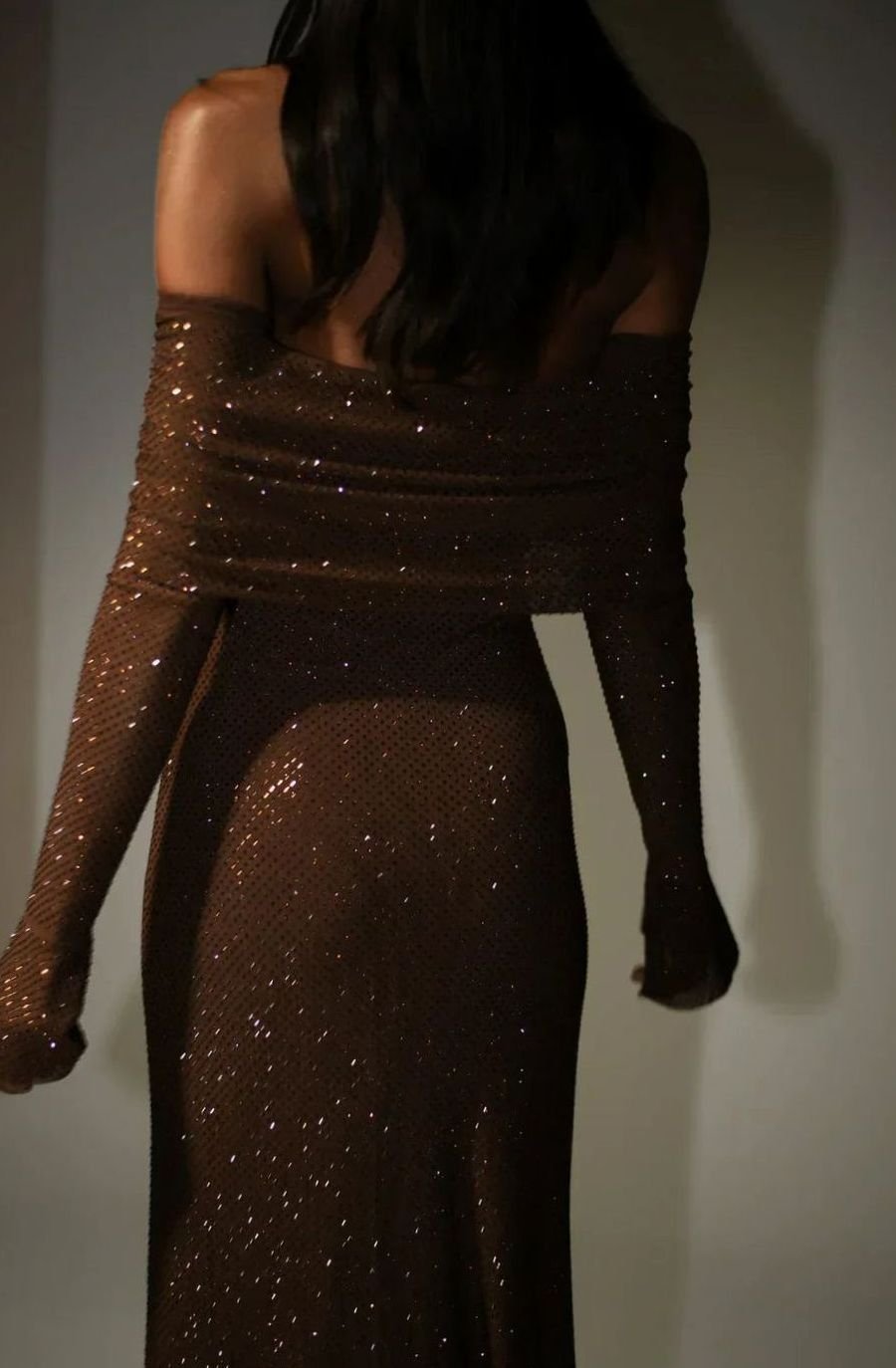 Mia | Women's Off-Shoulder Sequin Maxi Dress Long Sleeves