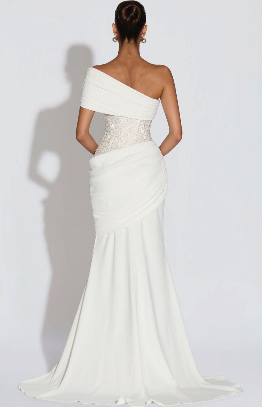 Victoria | Women's One-Shoulder Embellished Corset Draped Maxi Gown
