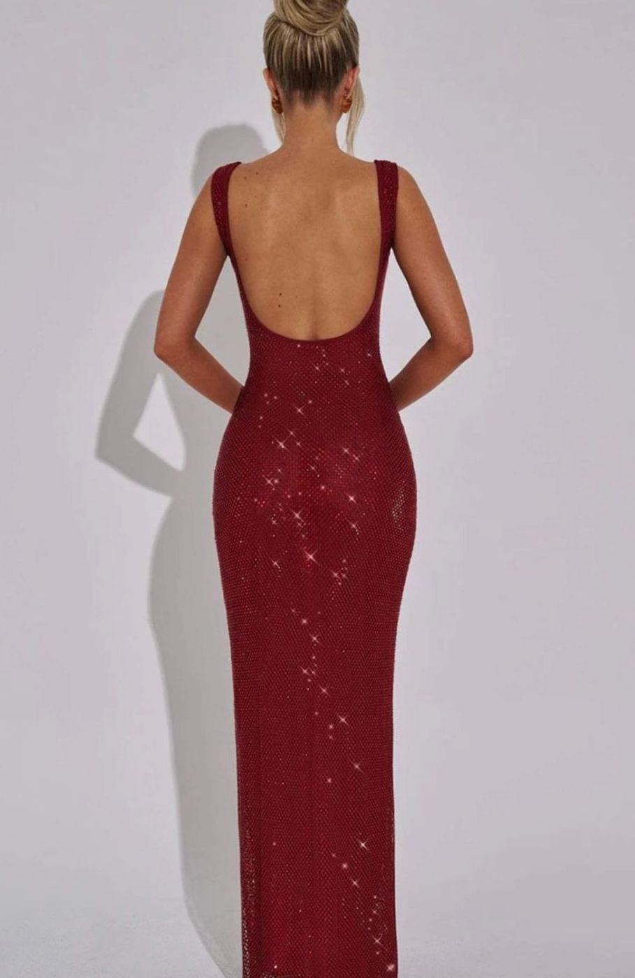 Eleanor | Women's Open-Back Square-Neck Sequin Maxi Dress