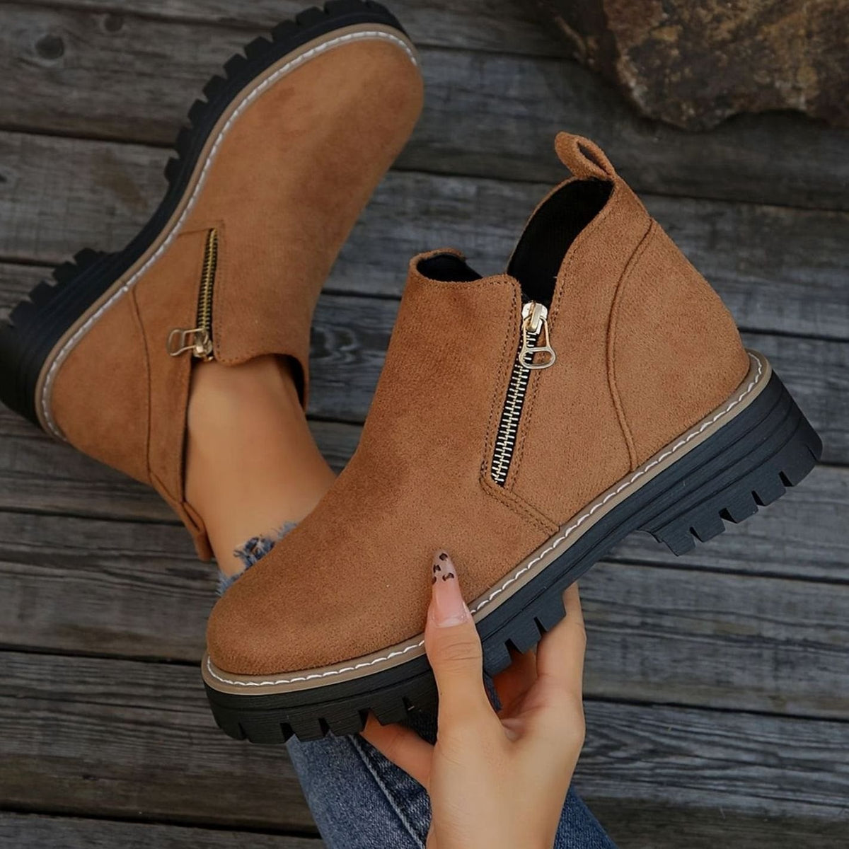 Victoria | Women's Orthopedic Ankle Boots Leopard Print Side-Zip Booties