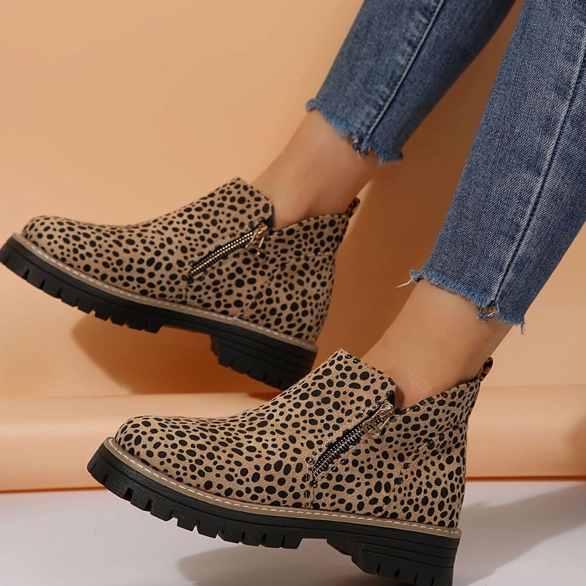 Victoria | Women's Orthopedic Ankle Boots Leopard Print Side-Zip Booties