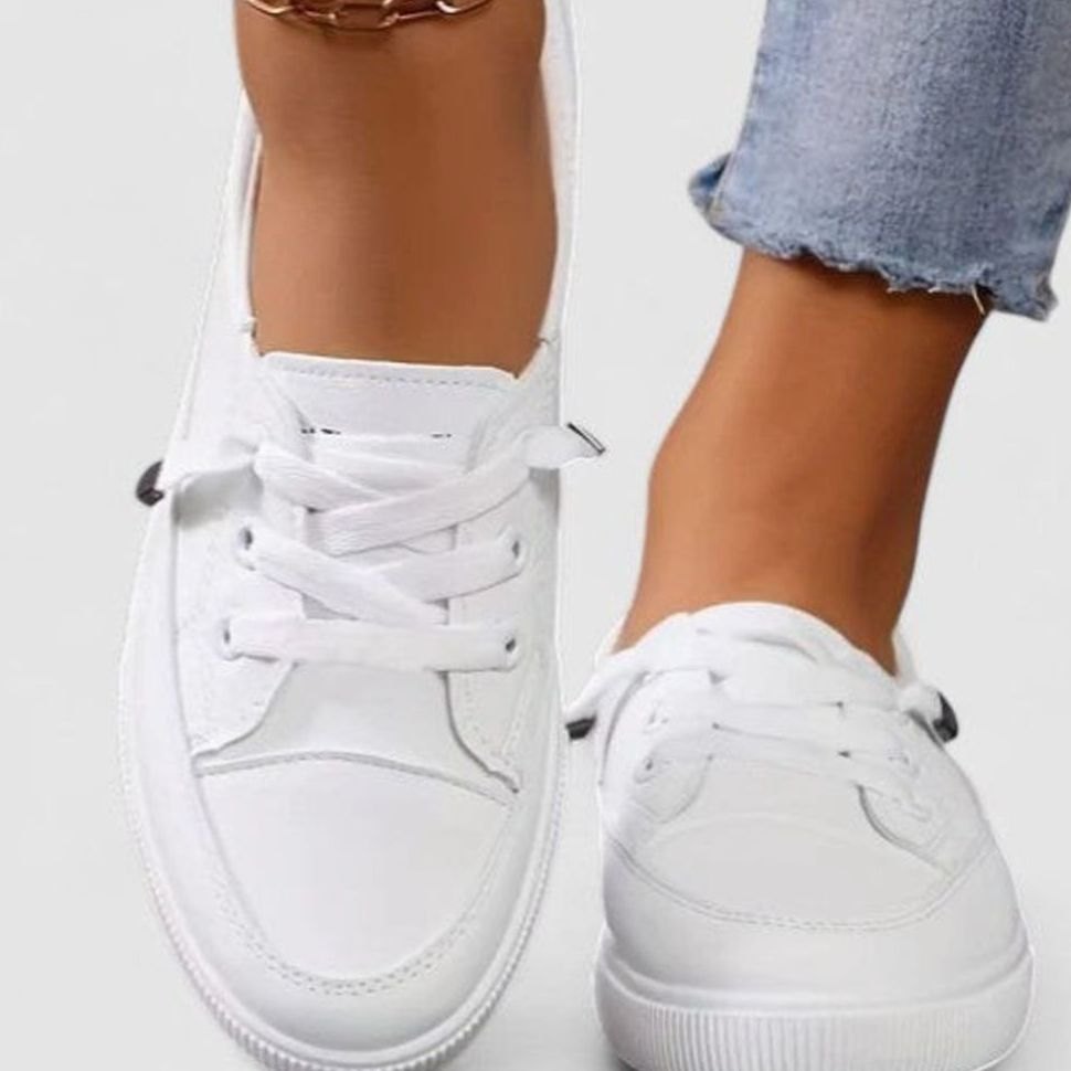 Penelope | Women's Orthopedic Cushioned Lace-Up Low-Top Sneakers, White