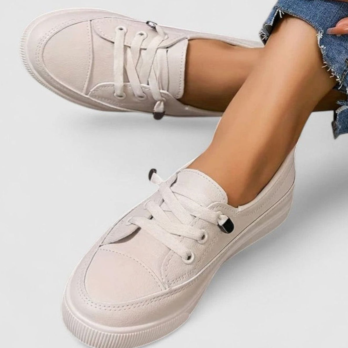 Penelope | Women's Orthopedic Cushioned Lace-Up Low-Top Sneakers, White