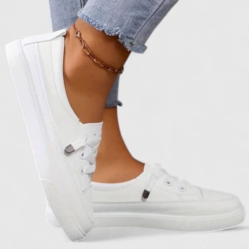 Penelope | Women's Orthopedic Cushioned Lace-Up Low-Top Sneakers, White
