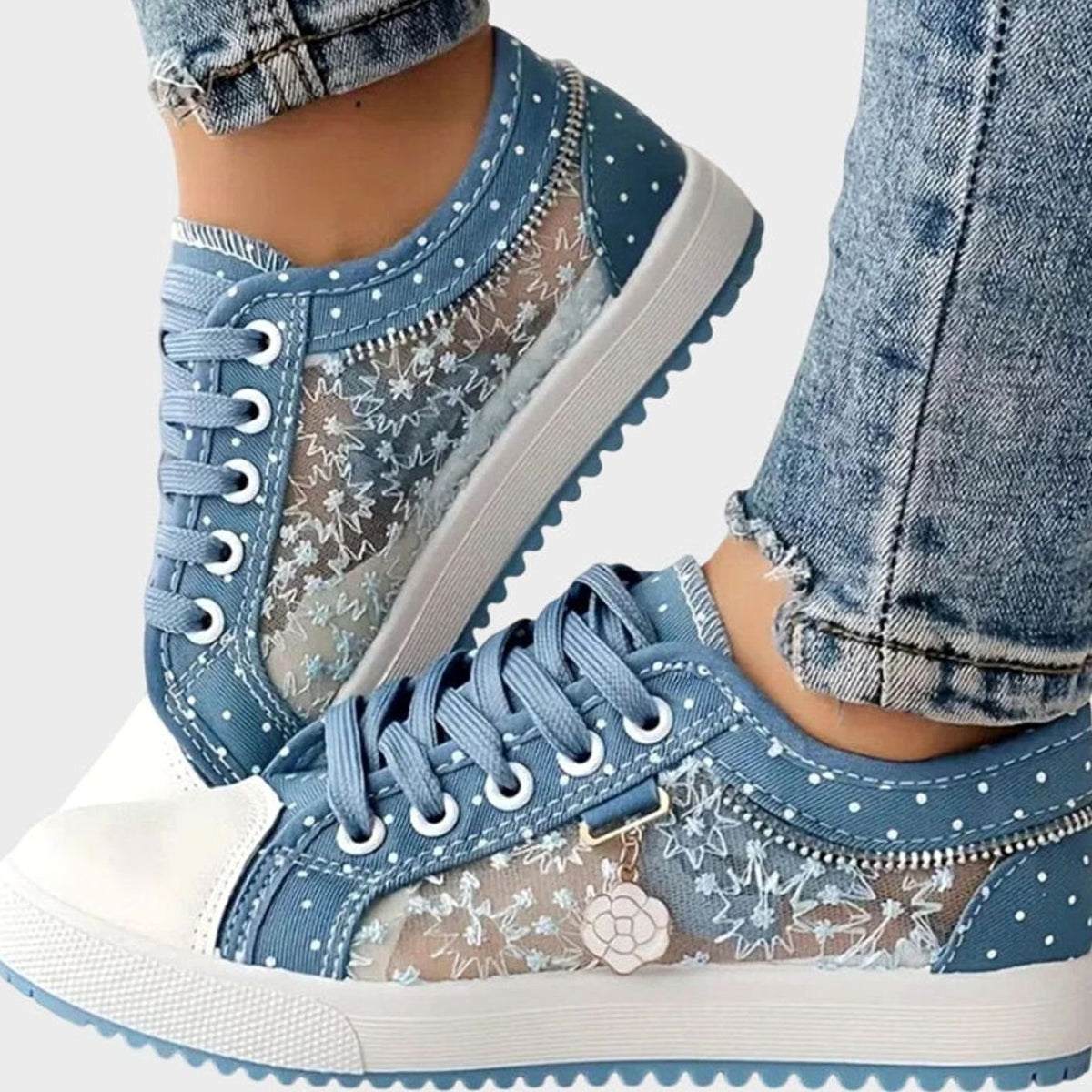 Sophia | Women's Orthopedic Floral Mesh Lace-Up Low-Top Sneakers