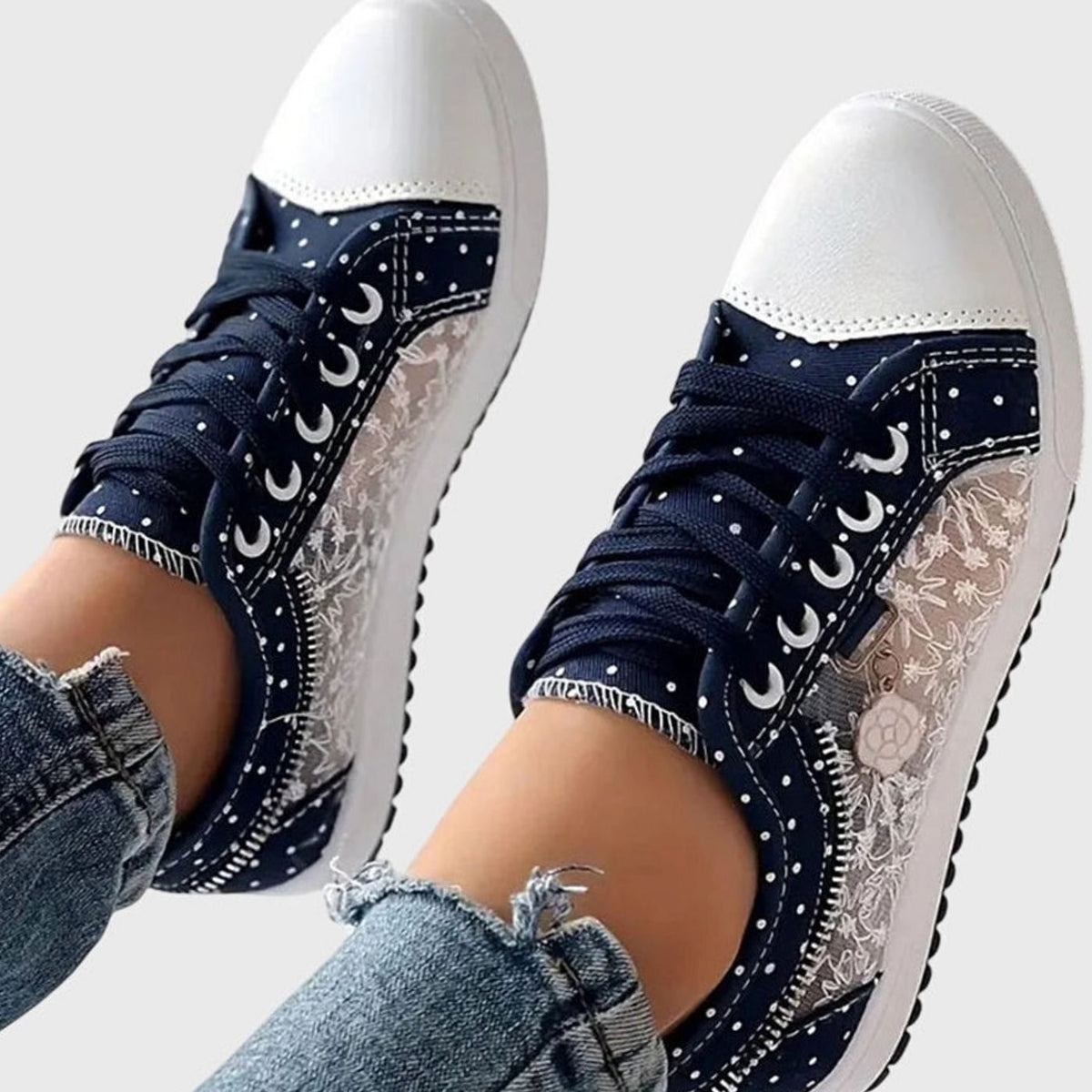 Sophia | Women's Orthopedic Floral Mesh Lace-Up Low-Top Sneakers