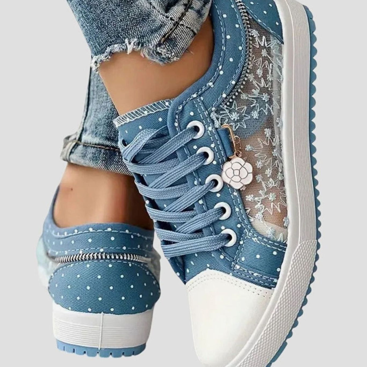 Sophia | Women's Orthopedic Floral Mesh Lace-Up Low-Top Sneakers