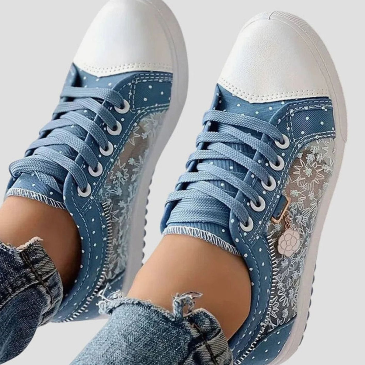Sophia | Women's Orthopedic Floral Mesh Lace-Up Low-Top Sneakers