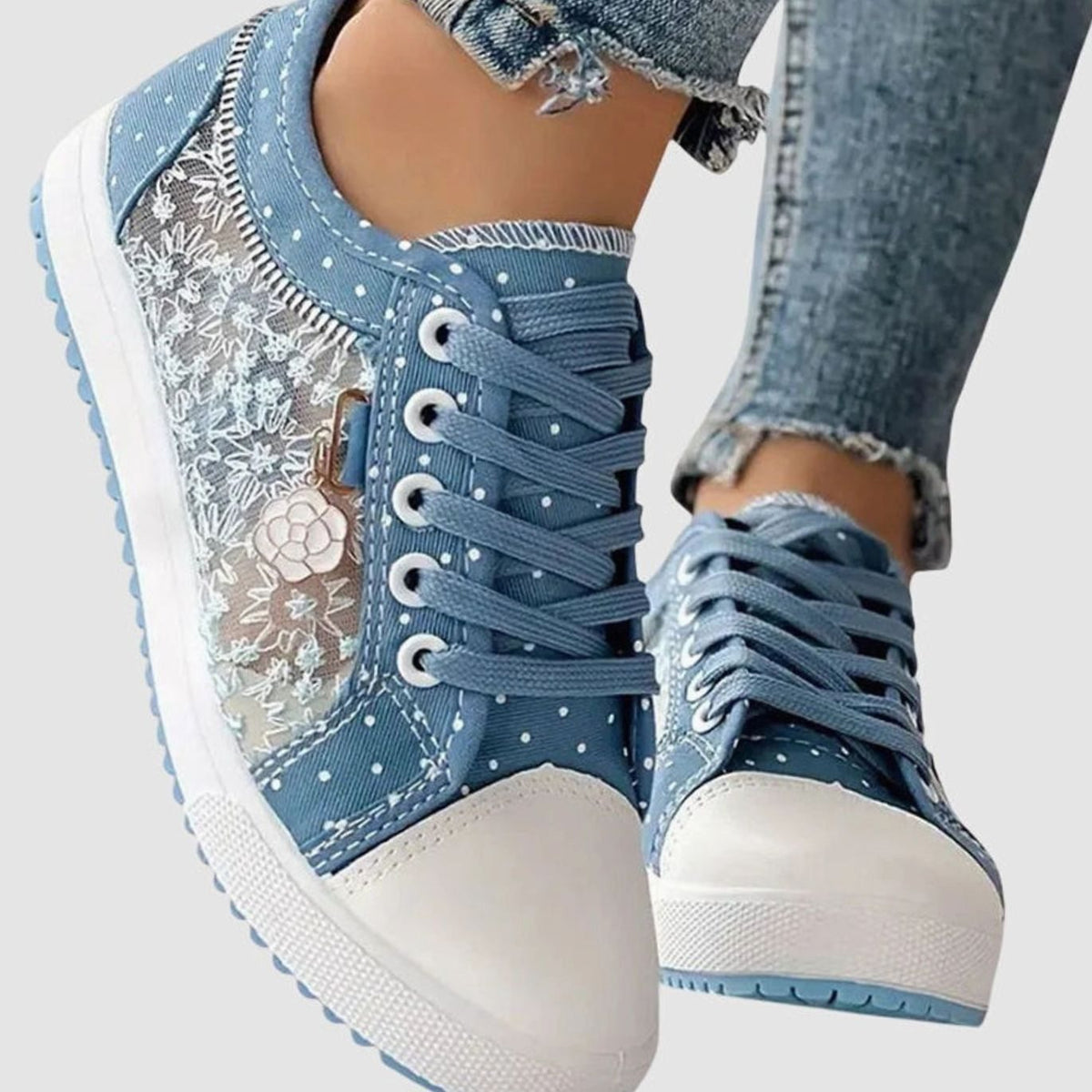 Sophia | Women's Orthopedic Floral Mesh Lace-Up Low-Top Sneakers