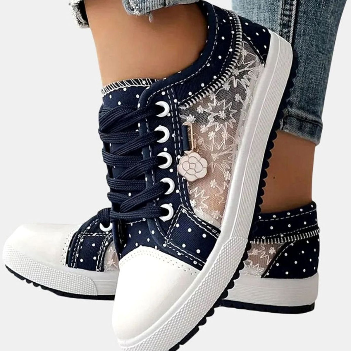 Sophia | Women's Orthopedic Floral Mesh Lace-Up Low-Top Sneakers