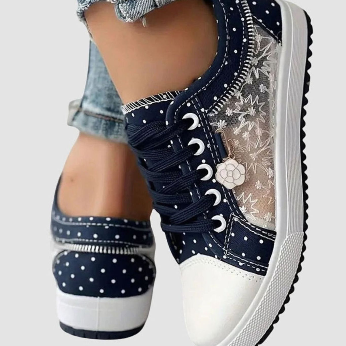 Sophia | Women's Orthopedic Floral Mesh Lace-Up Low-Top Sneakers