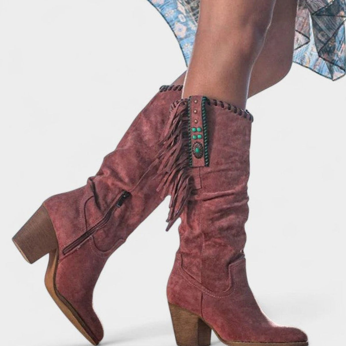 Madison | Women's Orthopedic Fringe Cowboy Knee-High Block-Heel Boots