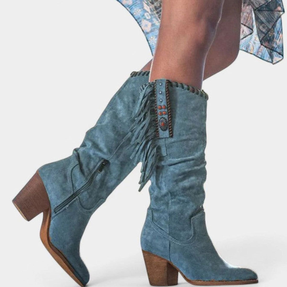 Madison | Women's Orthopedic Fringe Cowboy Knee-High Block-Heel Boots