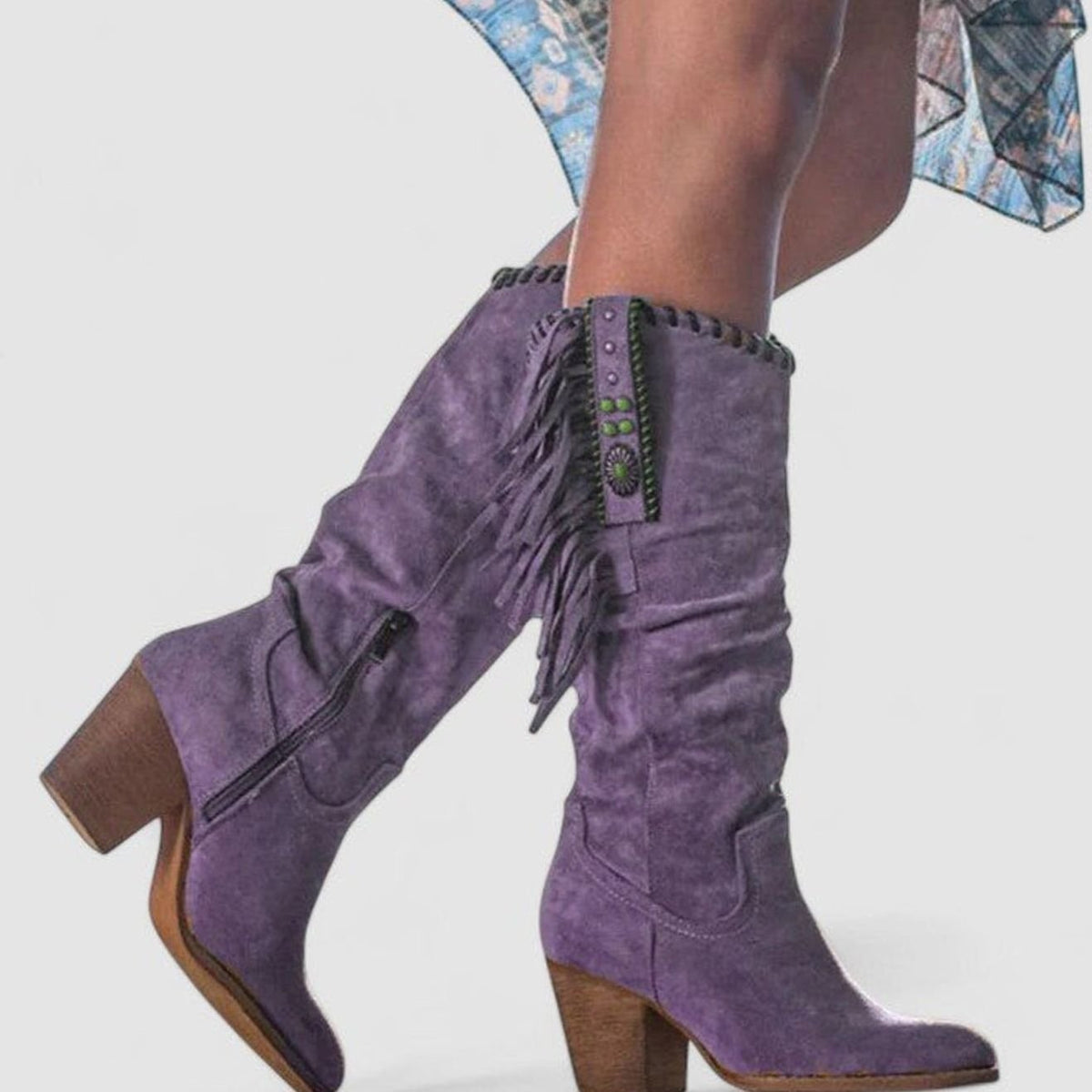 Madison | Women's Orthopedic Fringe Cowboy Knee-High Block-Heel Boots