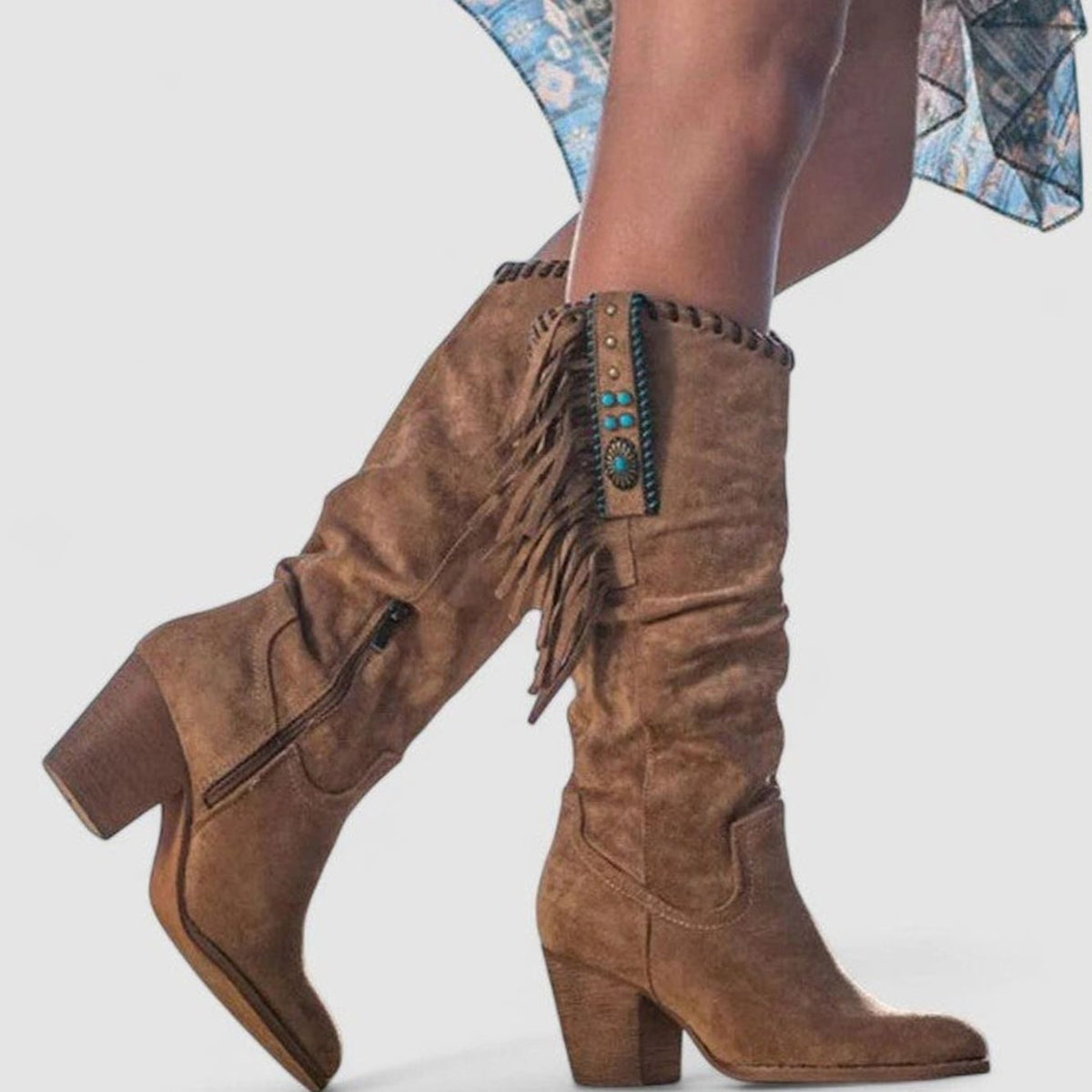 Madison | Women's Orthopedic Fringe Cowboy Knee-High Block-Heel Boots