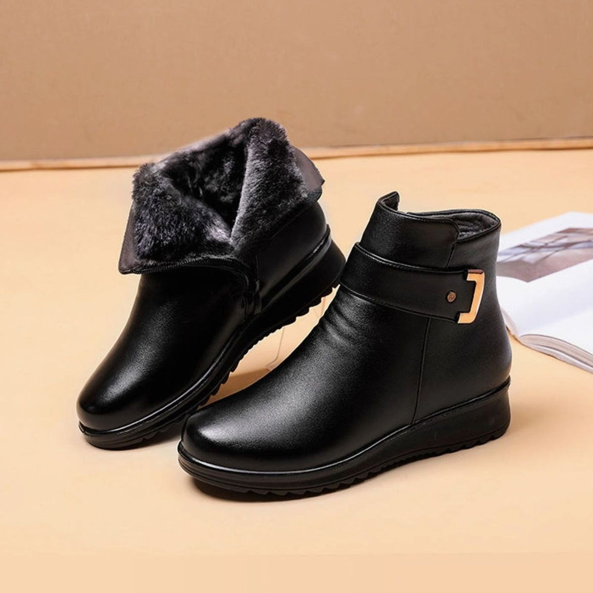 Charlotte | Women's Orthopedic Fur-Lined Wedge Ankle Boots