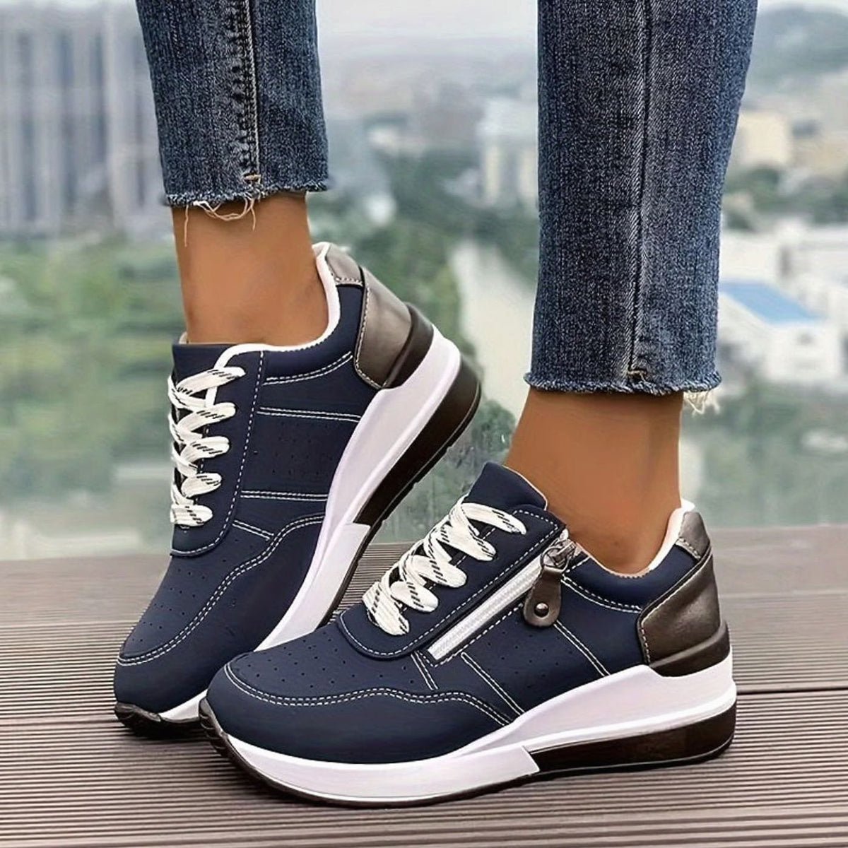 Luna | Women's Orthopedic Lace-Up Wedge Platform Walking Sneakers
