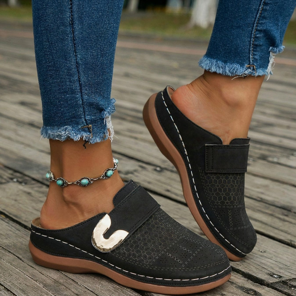 Madison | Women's Orthopedic Velcro Slip-On Mule Clogs