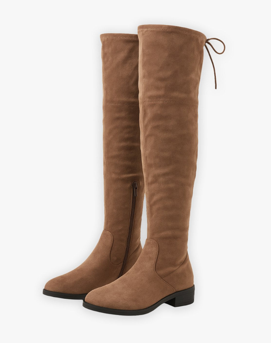Camila | Women's Over-the-Knee Flat Suede Riding Boots Side Zip, Tan