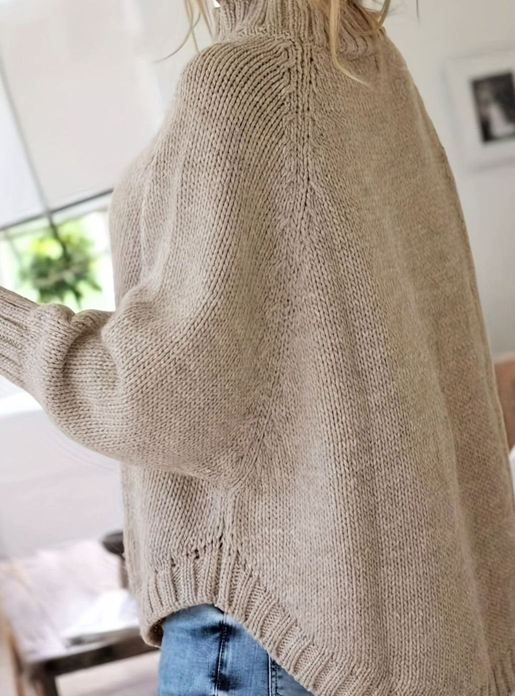 Camila | Women's Oversized Cable Knit High-Neck Pullover Sweater