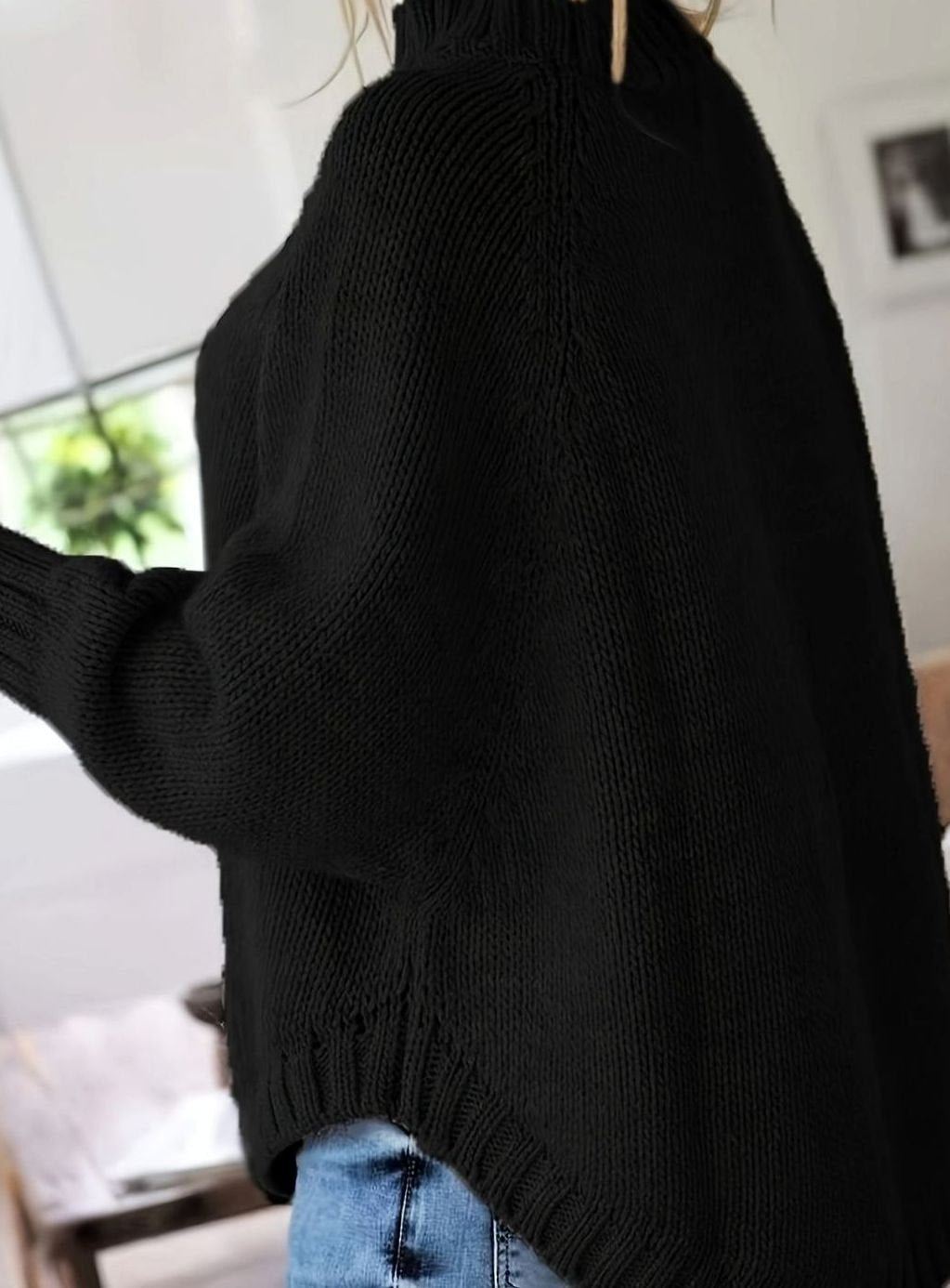 Camila | Women's Oversized Cable Knit High-Neck Pullover Sweater