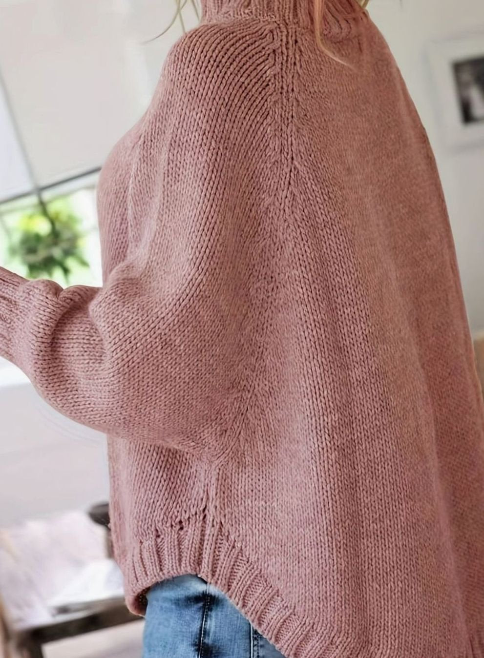 Camila | Women's Oversized Cable Knit High-Neck Pullover Sweater