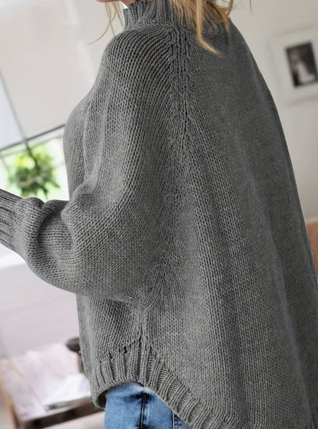 Camila | Women's Oversized Cable Knit High-Neck Pullover Sweater