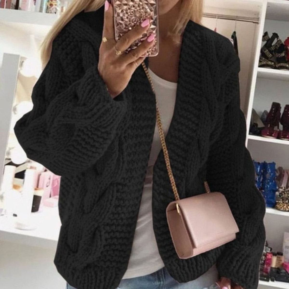 Camila | Women's Oversized Cable Knit Open-Front Chunky Cardigan