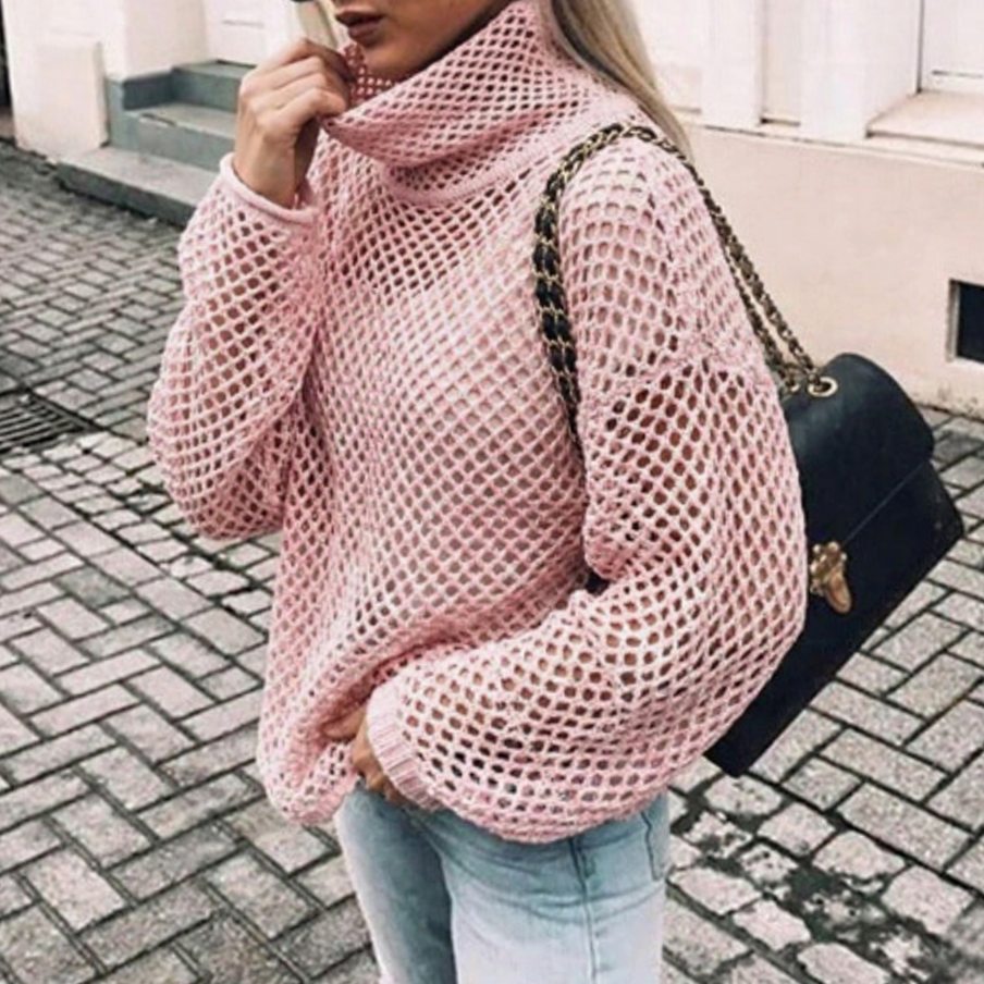 Grace | Women's Oversized Chunky Knit Turtleneck Sweater Balloon Sleeves