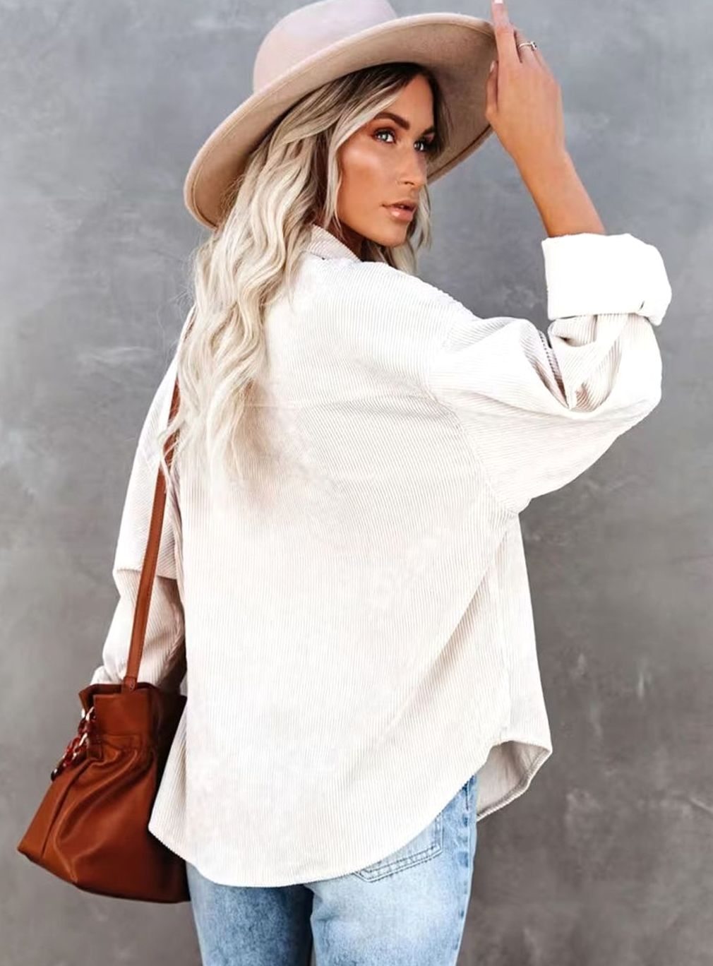 Amelia | Women's Oversized Corduroy Button-Up Shirt Jacket
