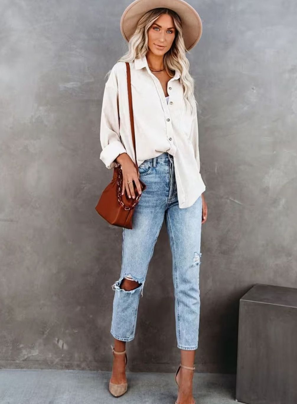Amelia | Women's Oversized Corduroy Button-Up Shirt Jacket