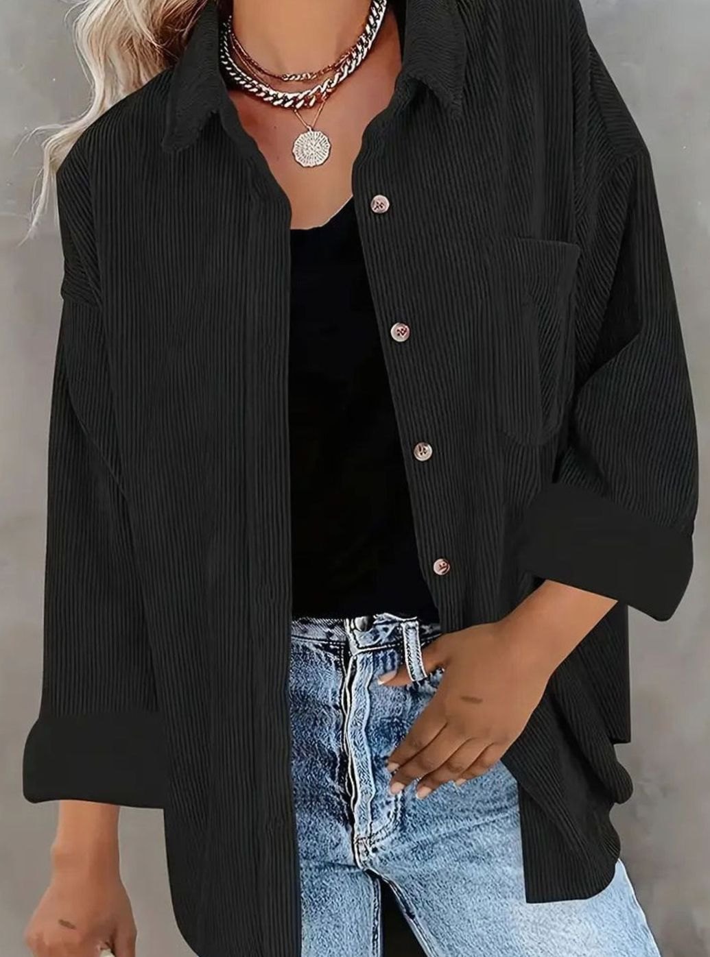 Amelia | Women's Oversized Corduroy Button-Up Shirt Jacket