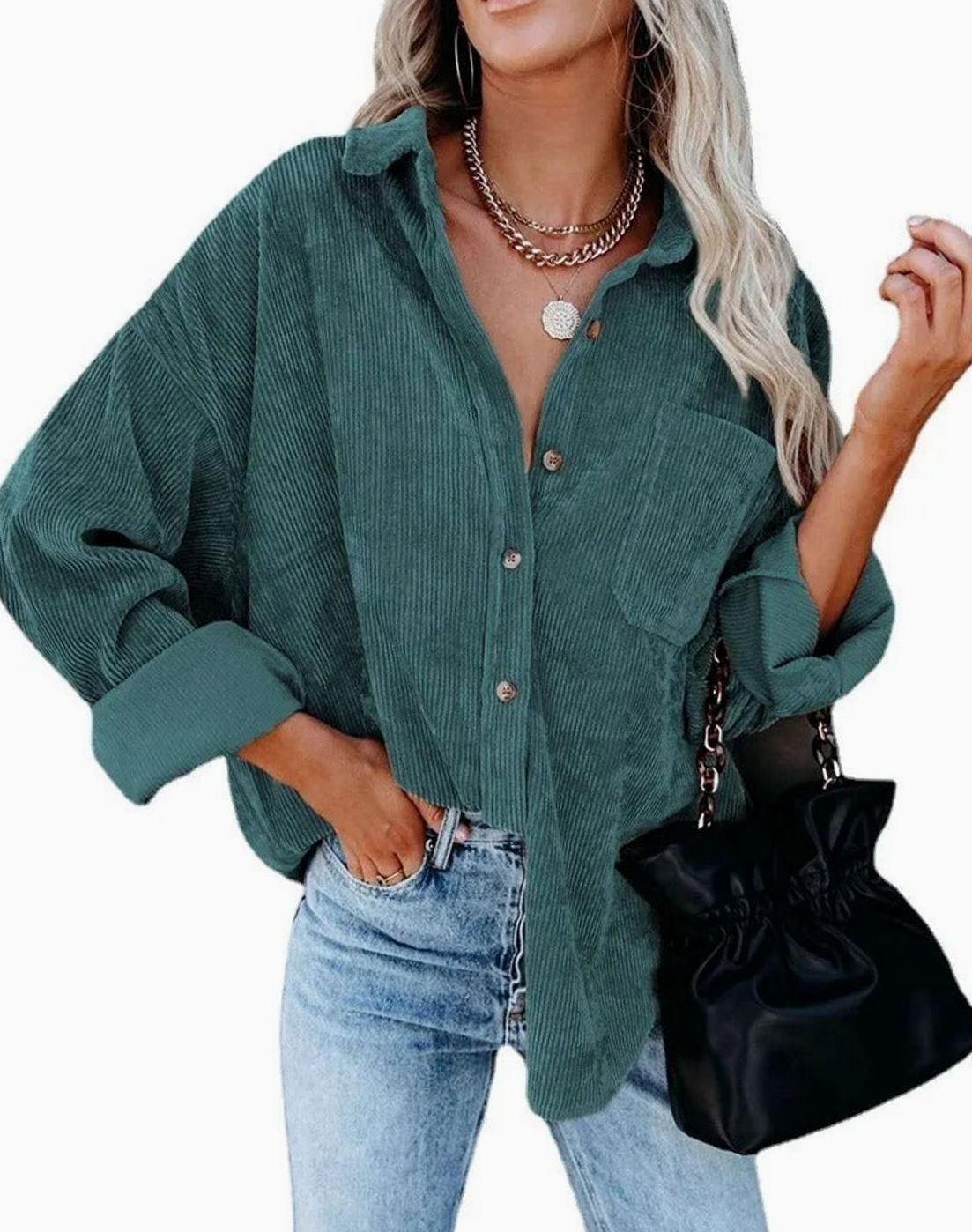 Amelia | Women's Oversized Corduroy Button-Up Shirt Jacket