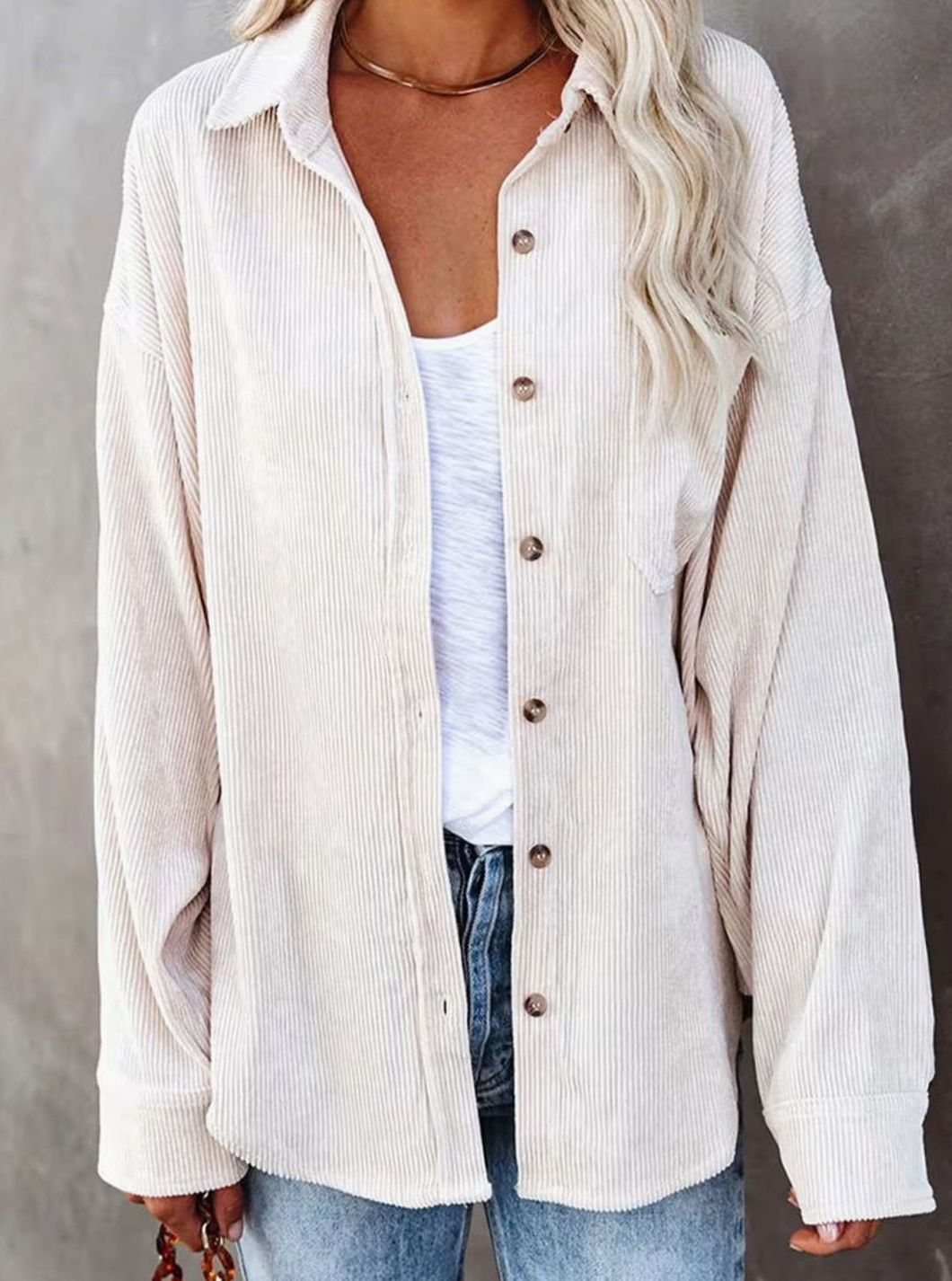 Amelia | Women's Oversized Corduroy Button-Up Shirt Jacket