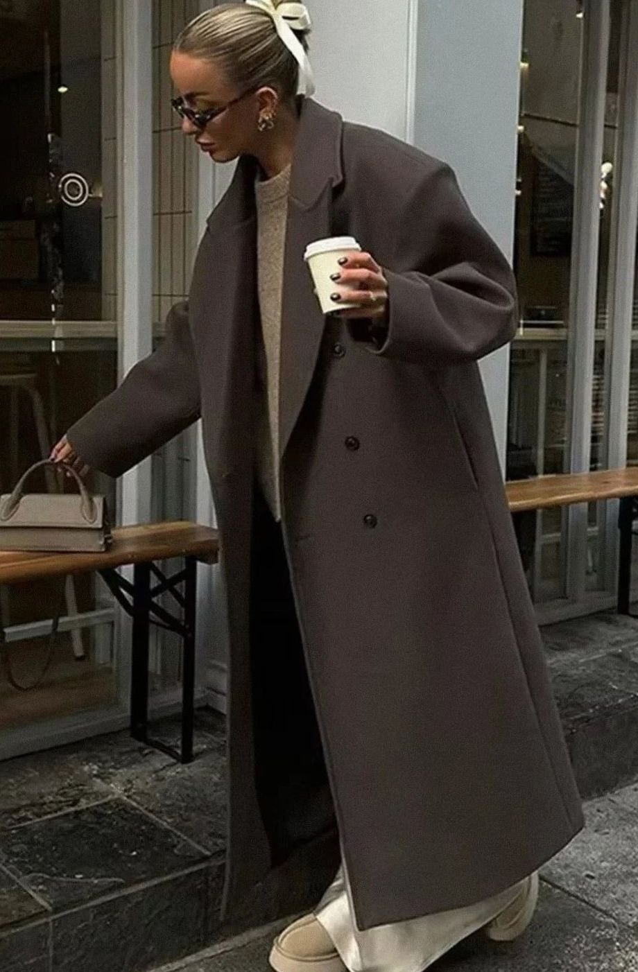 Camila | Women's Oversized Double-Breasted Brown Winter Coat