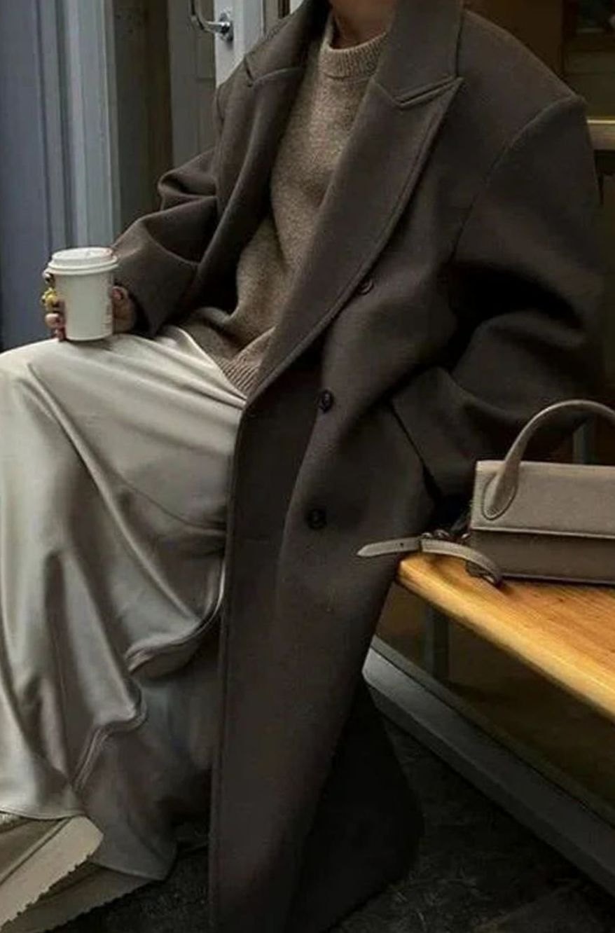 Camila | Women's Oversized Double-Breasted Brown Winter Coat