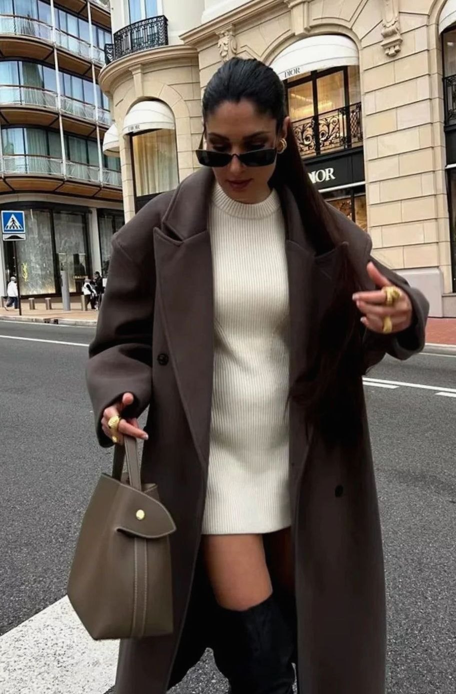 Camila | Women's Oversized Double-Breasted Brown Winter Coat