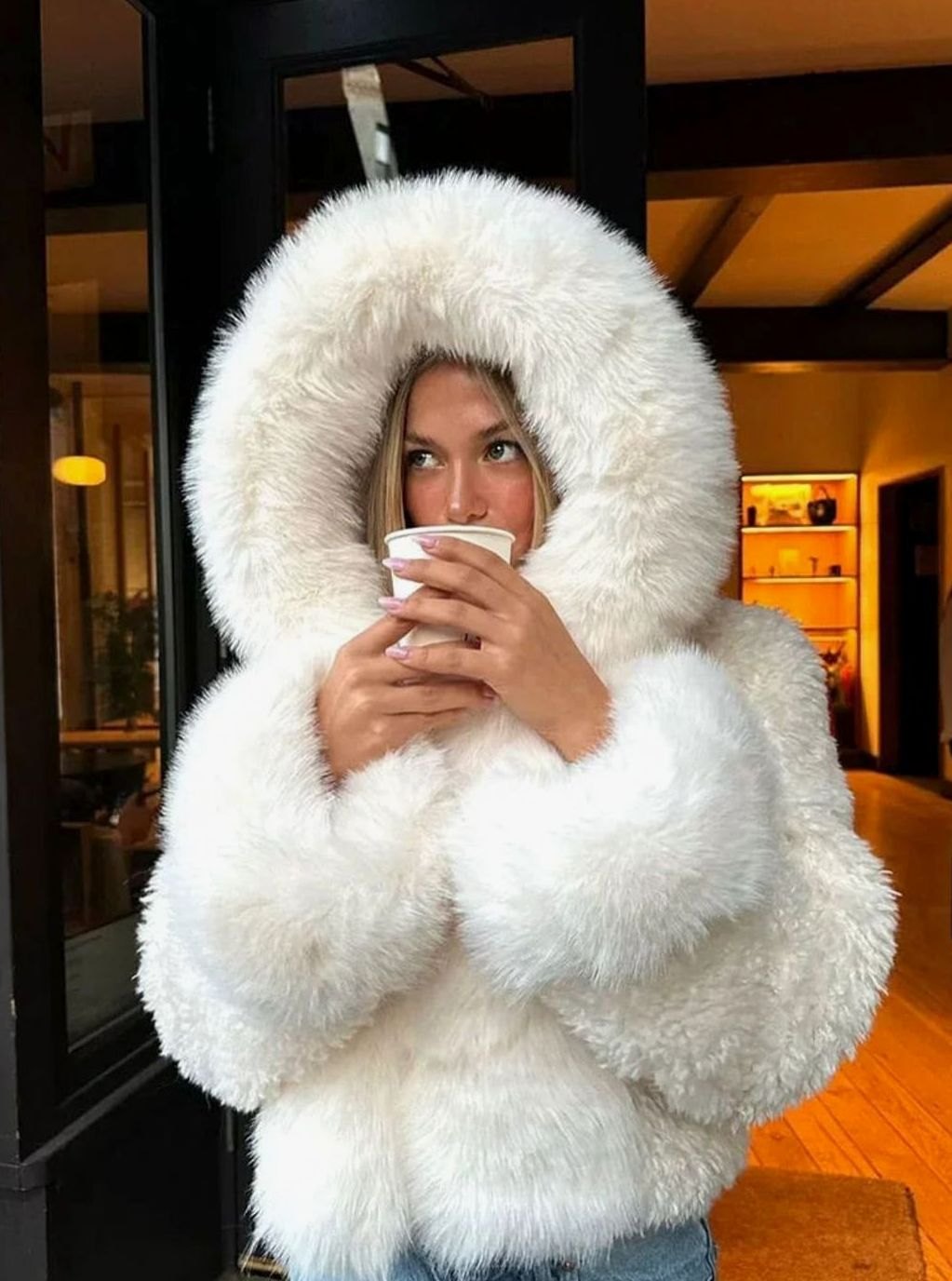 Victoria | Women's Oversized Faux Fur Hooded Casual Coat