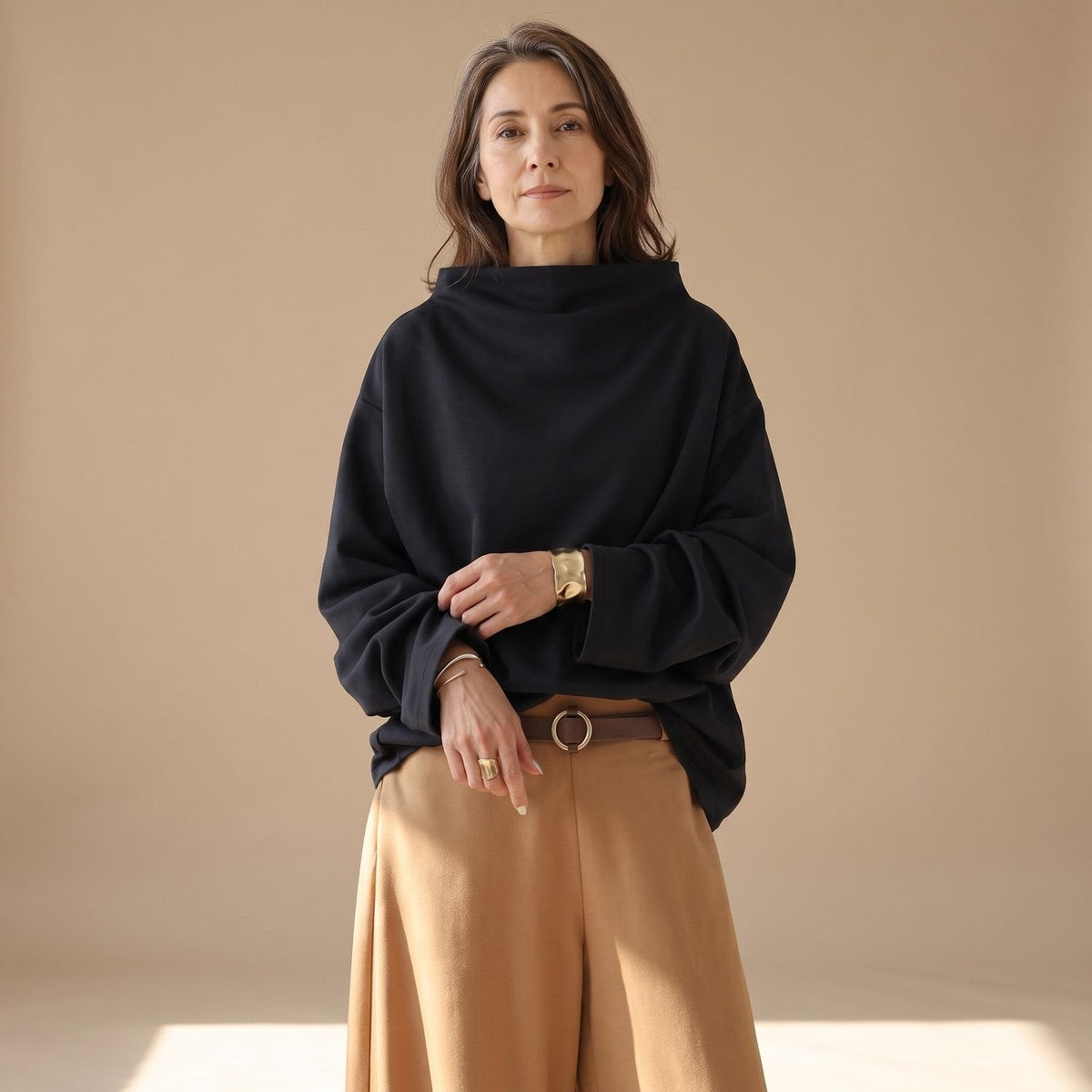 Olivia | Women's Oversized High-Neck Soft Knit Sweater Top