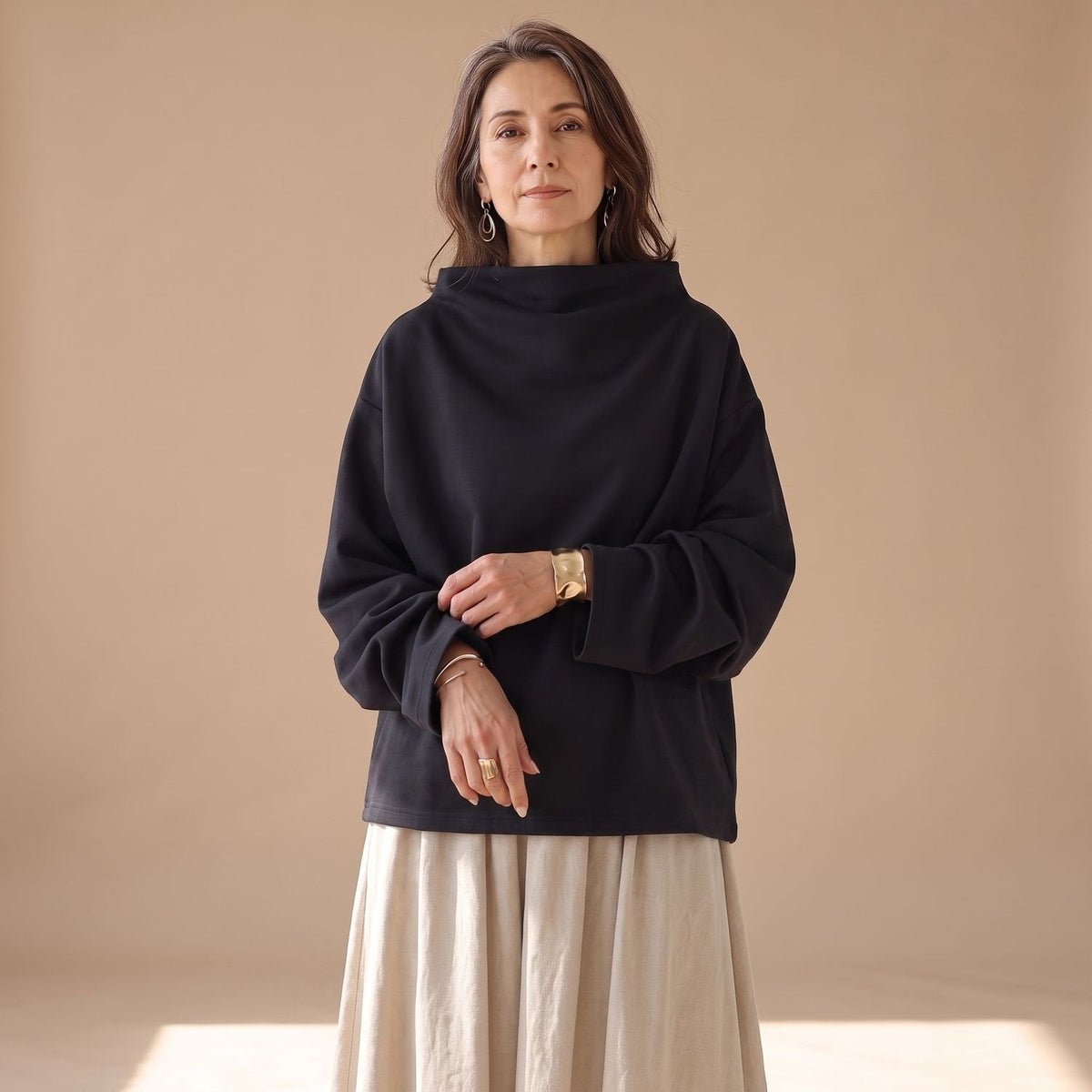 Olivia | Women's Oversized High-Neck Soft Knit Sweater Top