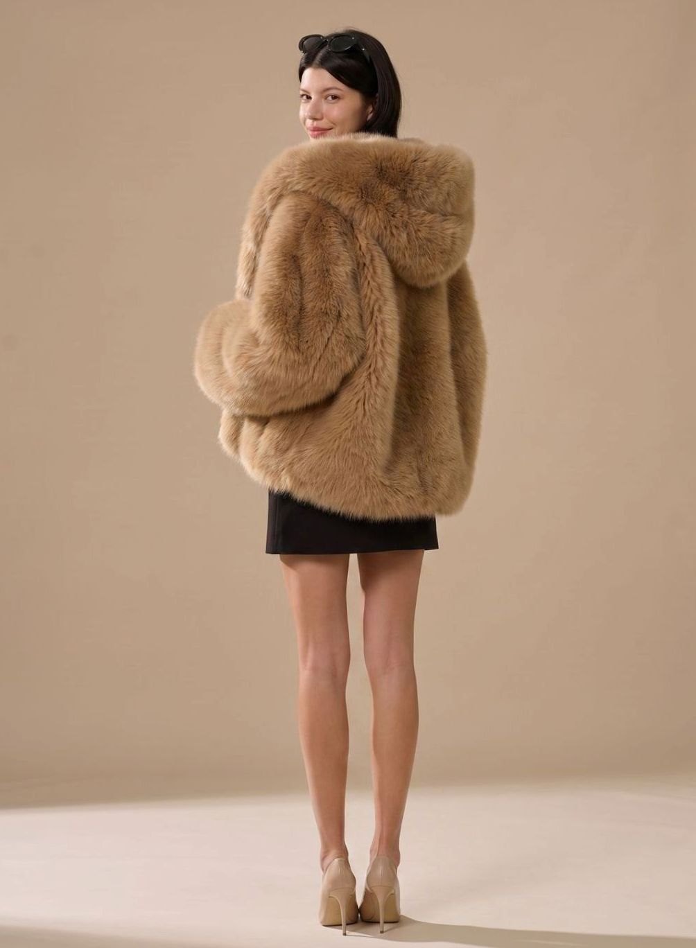 Harper | Women's Oversized Hooded Faux Fur Coat Long Sleeve Winter