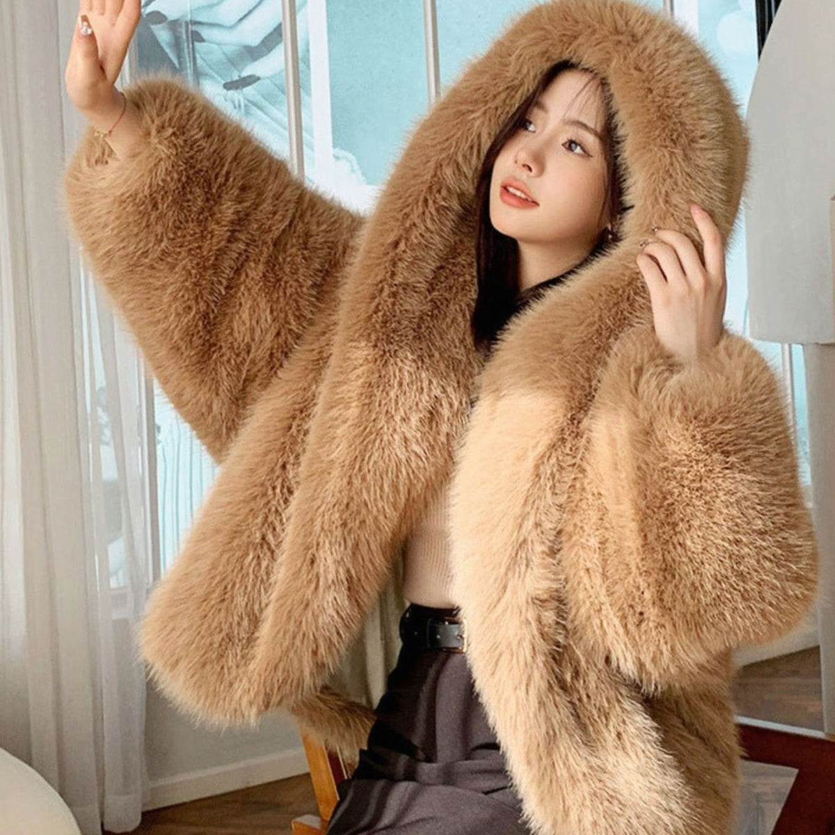 Victoria | Women's Oversized Hooded Faux Fur Winter Coat