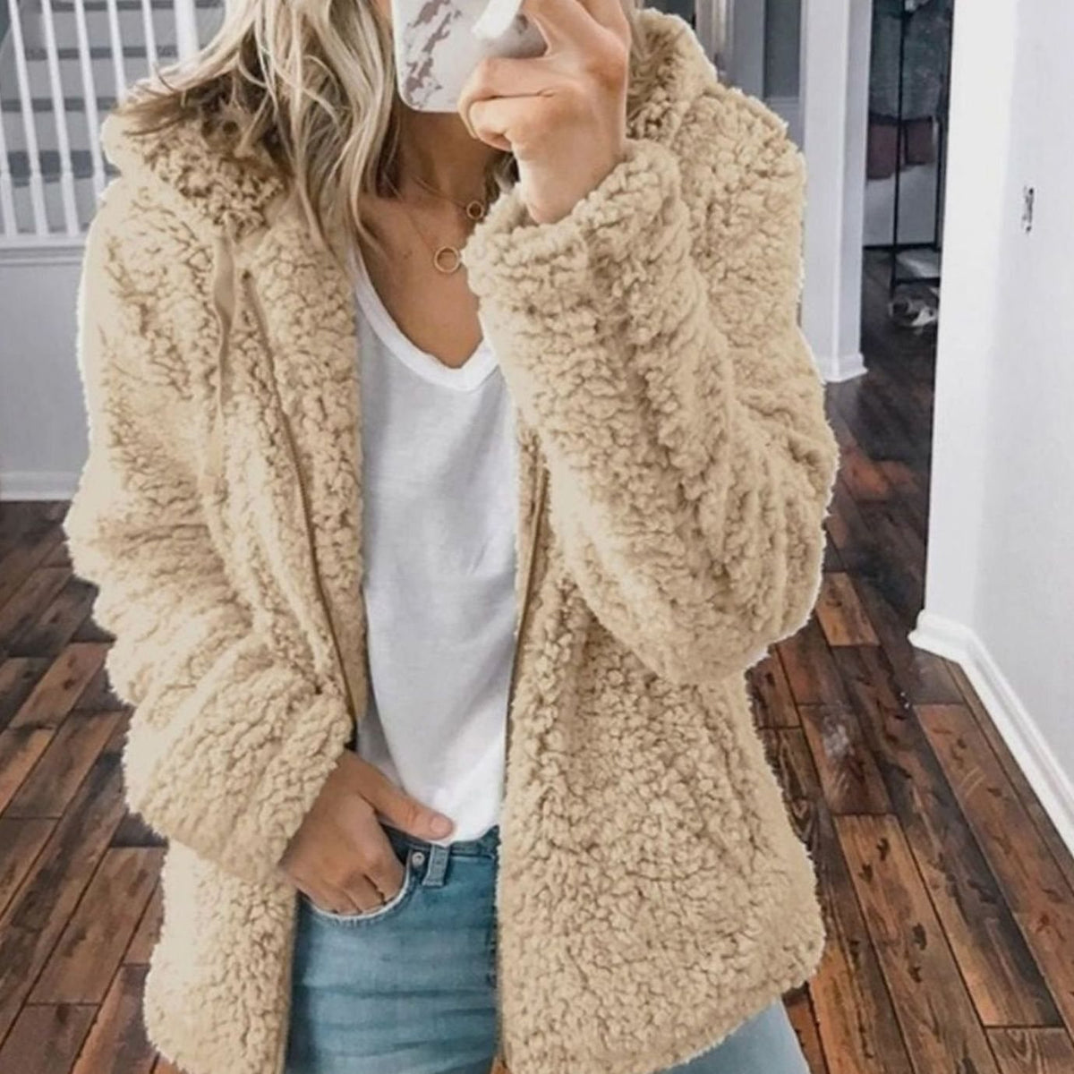 Victoria | Women's Oversized Hooded Sherpa Teddy Coat