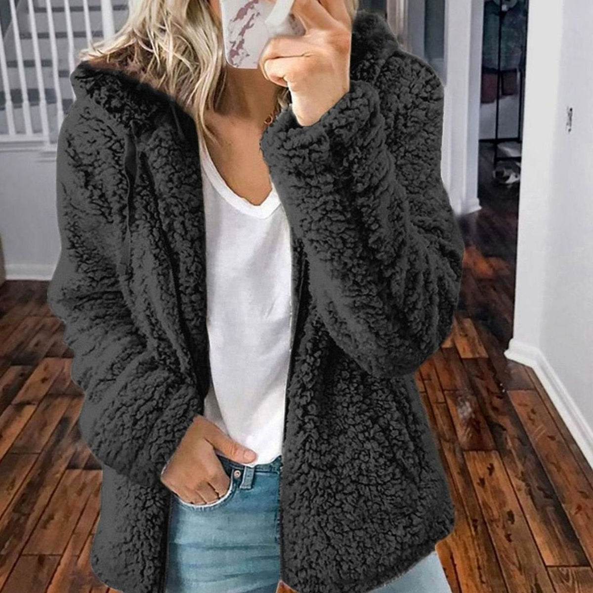 Victoria | Women's Oversized Hooded Sherpa Teddy Coat